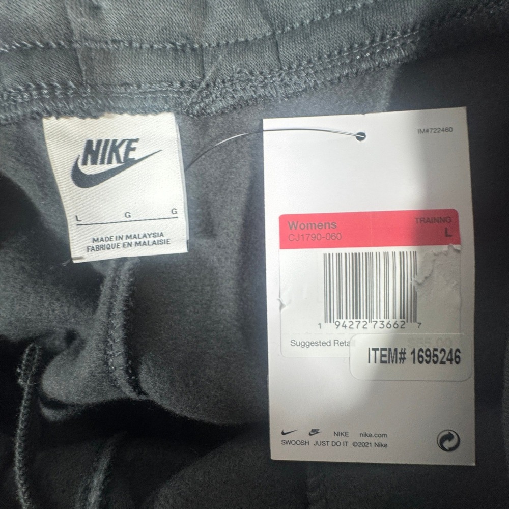 Nike Womens Fleece Joggers CJ1790-060 Charcoal Gray Athletic Sweatpants L - Picture 4 of 10